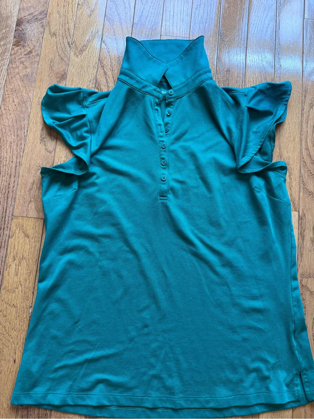 Walter Hagen Teal Ruffle-Sleeve Golf Top